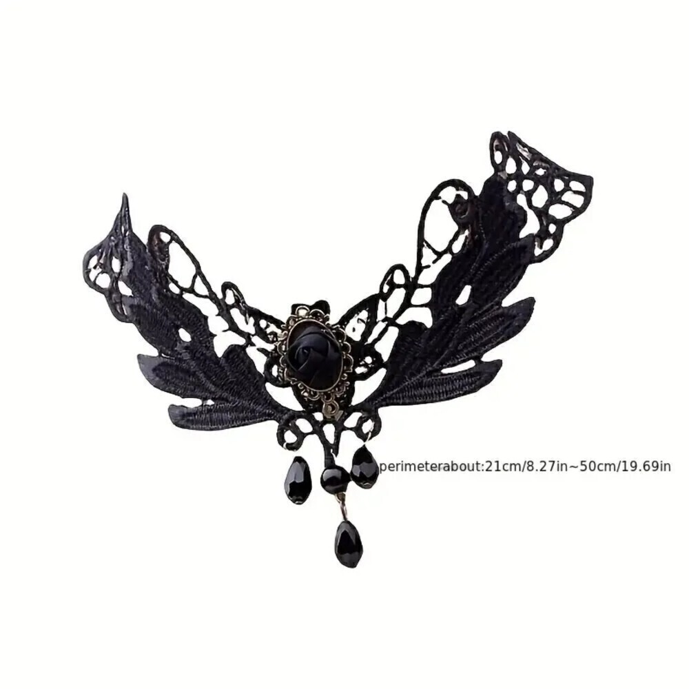 New - Gorgeous European Style Black Lace Necklace